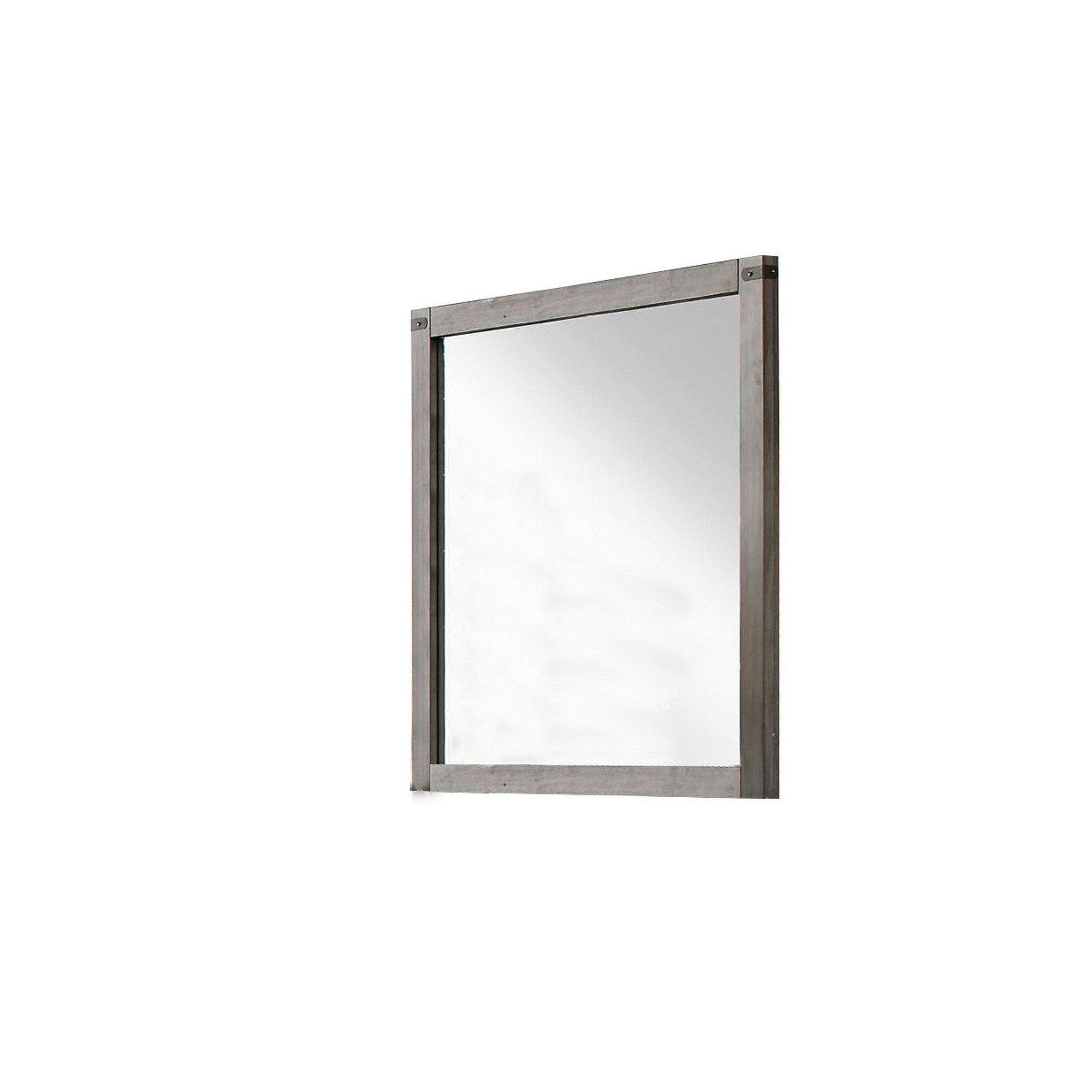 Industrial Style Wooden Frame Mirror With Metal Brackets And Rivets Brown