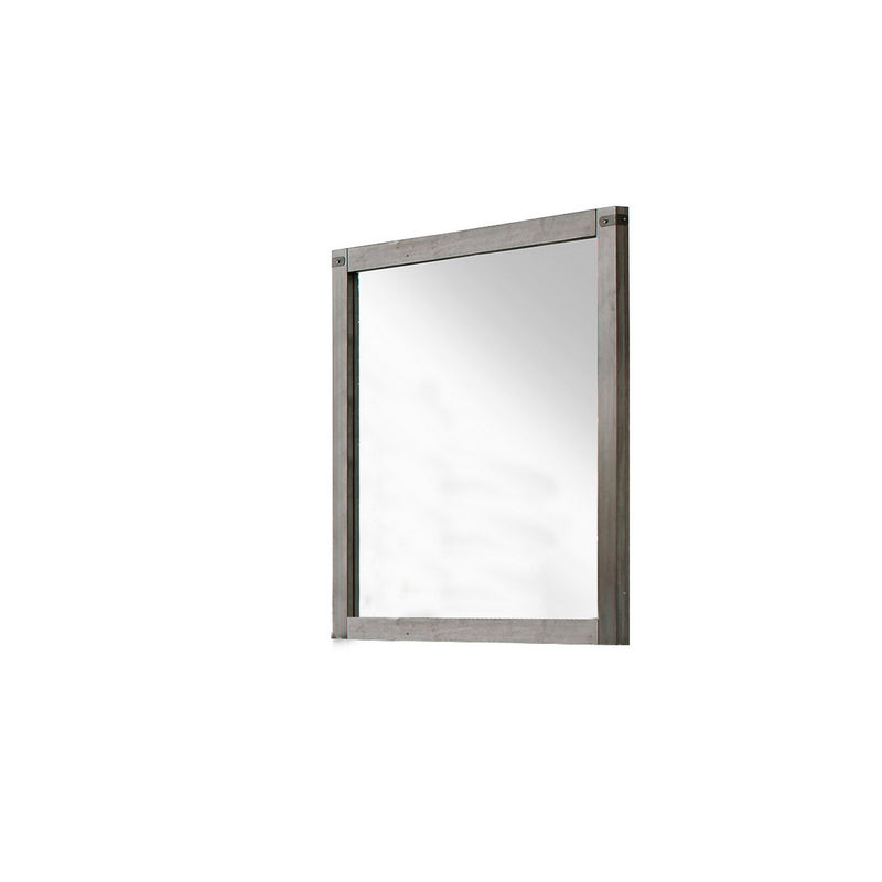 Industrial Style Wooden Frame Mirror With Metal Brackets And Rivets Brown-zoom-