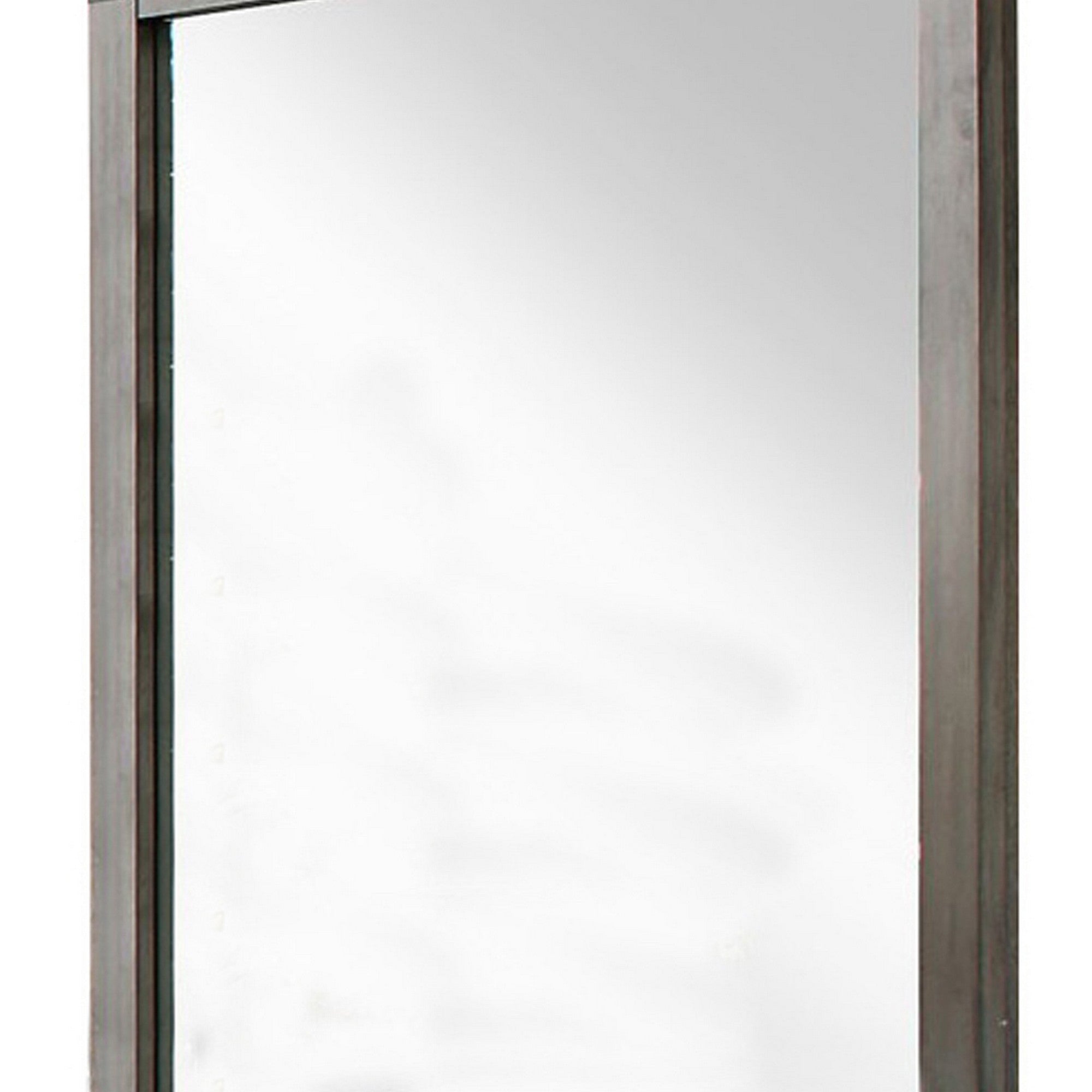 Industrial Style Wooden Frame Mirror With Metal Brackets And Rivets Brown-zoom-3