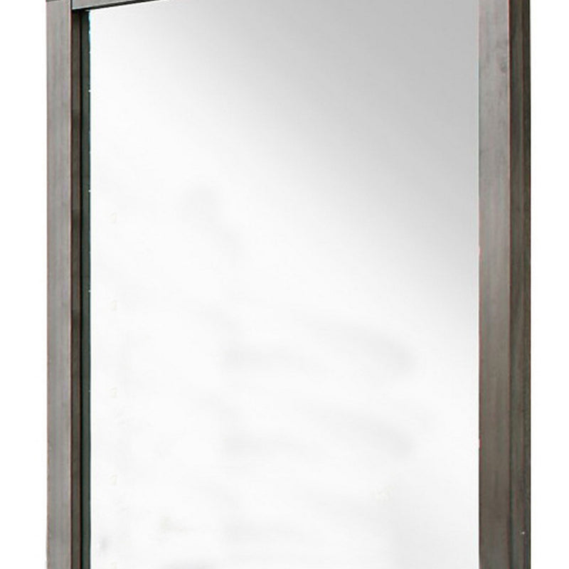 Industrial Style Wooden Frame Mirror With Metal Brackets And Rivets Brown-zoom-