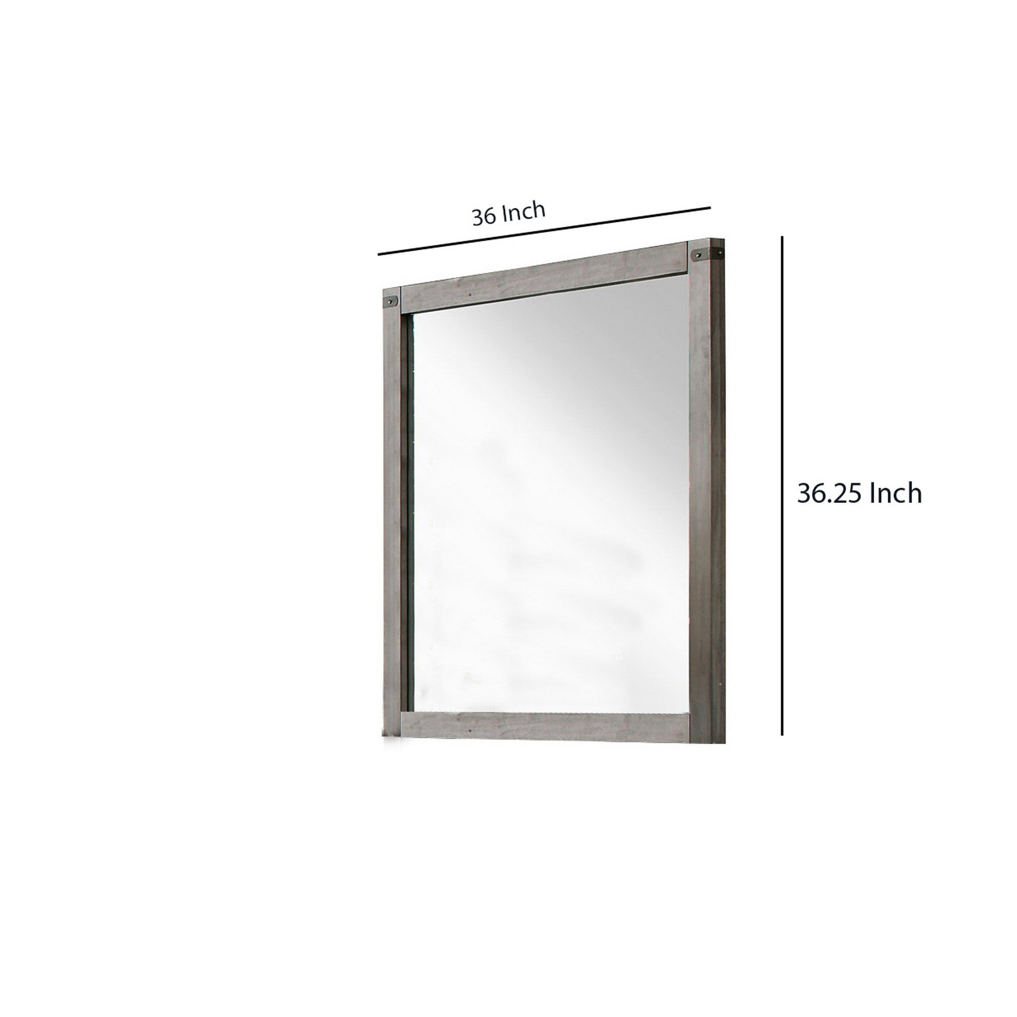Industrial Style Wooden Frame Mirror With Metal Brackets And Rivets Brown-zoom-5