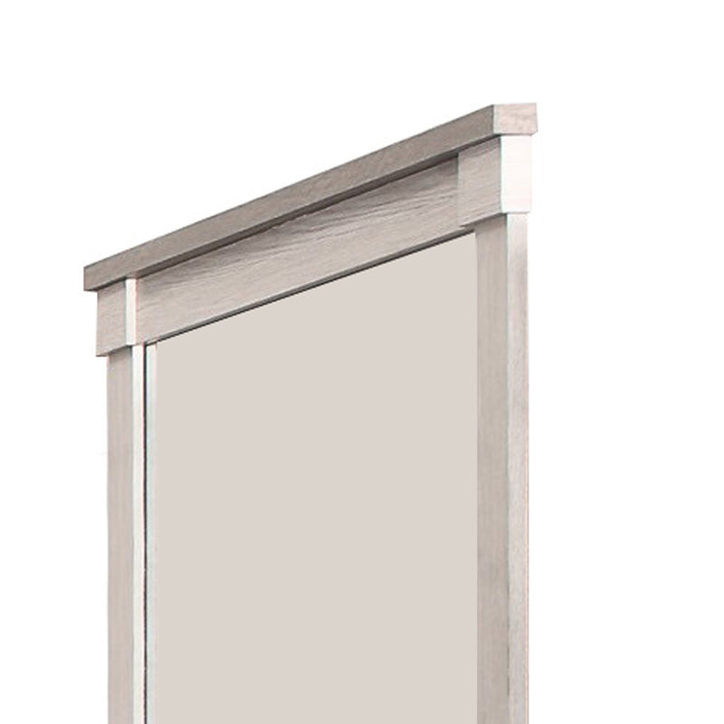 Transitional Style Wooden Frame Mirror With Projected Top White-zoom-