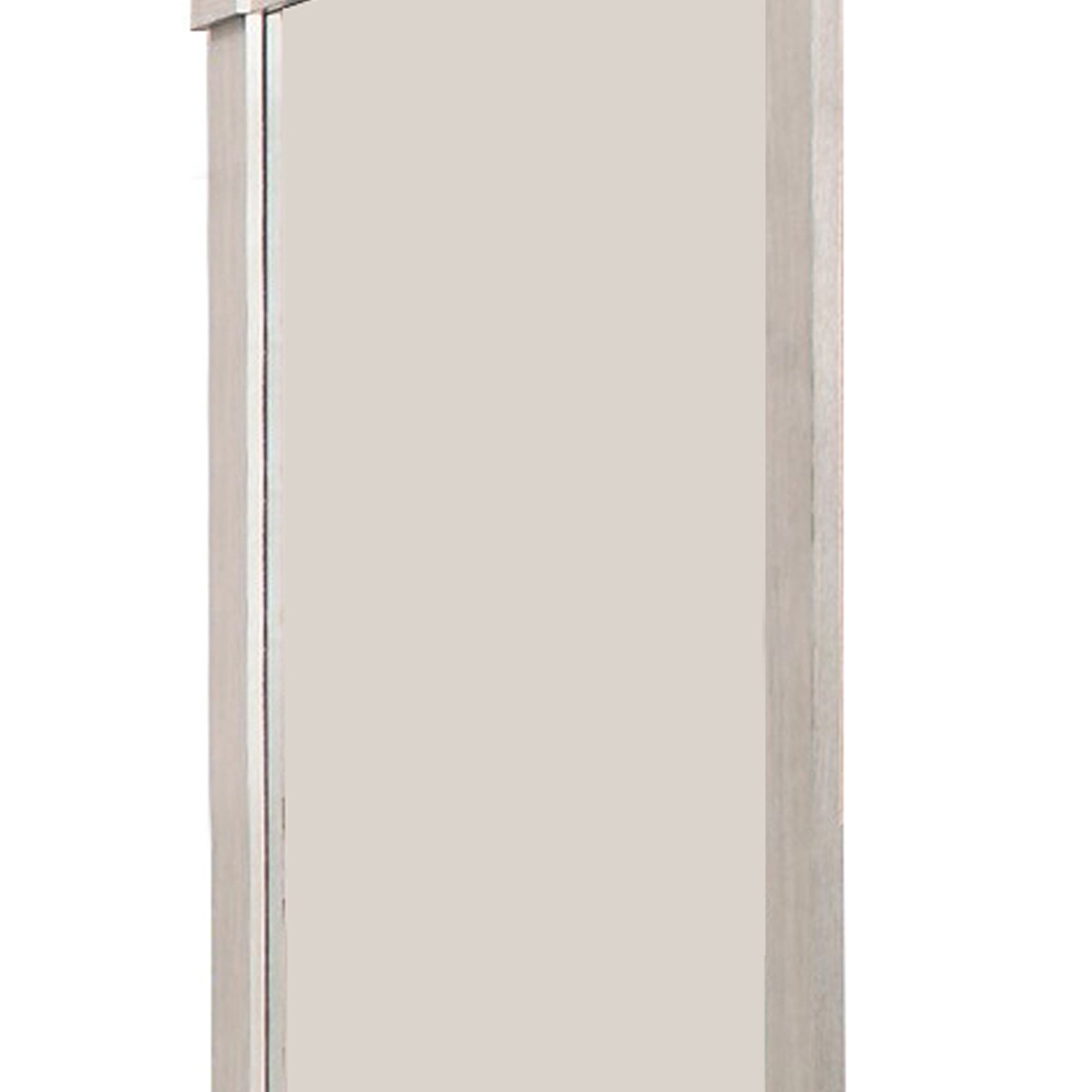 Transitional Style Wooden Frame Mirror With Projected Top White-zoom-3