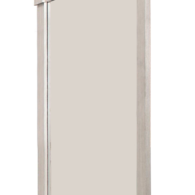 Transitional Style Wooden Frame Mirror With Projected Top White-zoom-