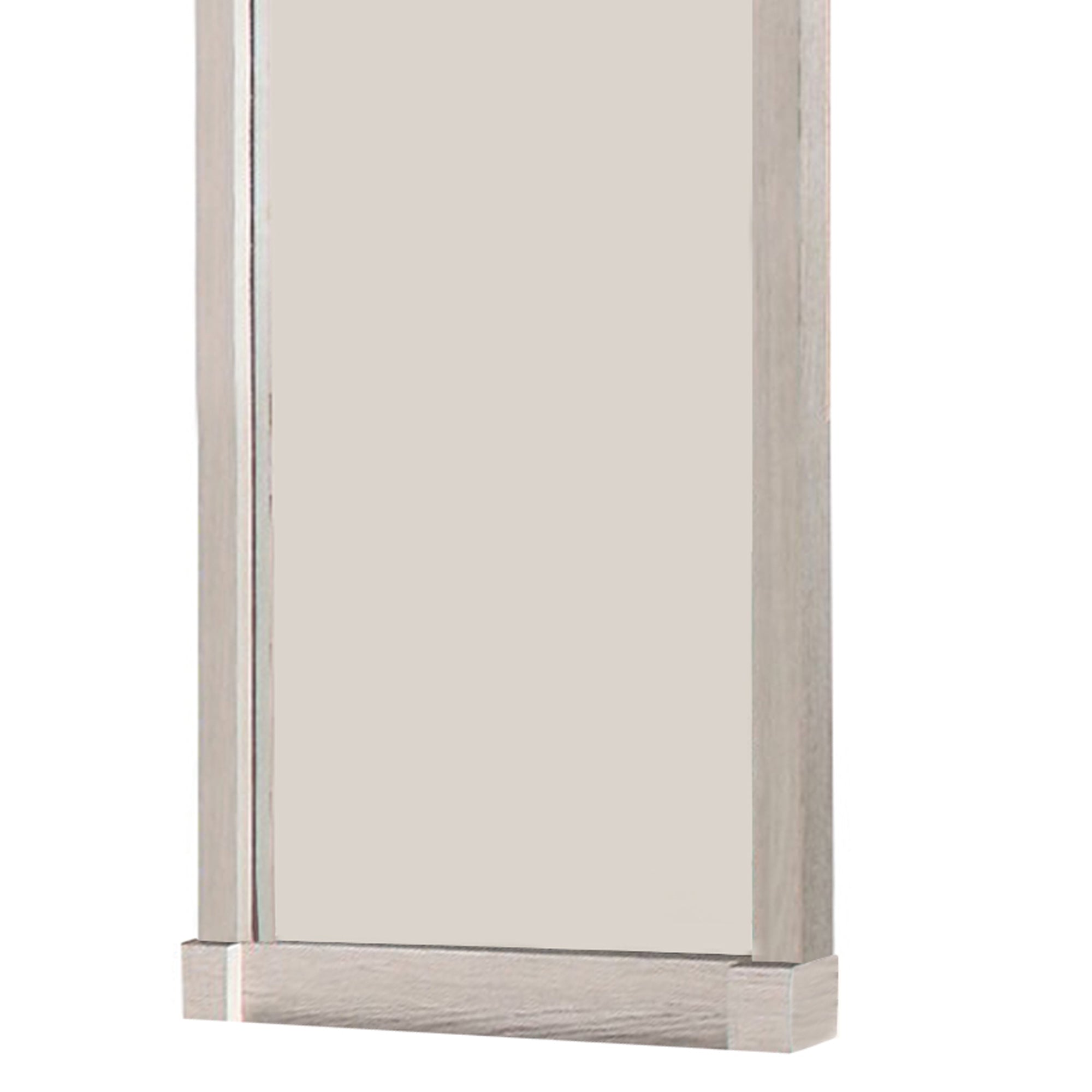 Transitional Style Wooden Frame Mirror With Projected Top White-zoom-4