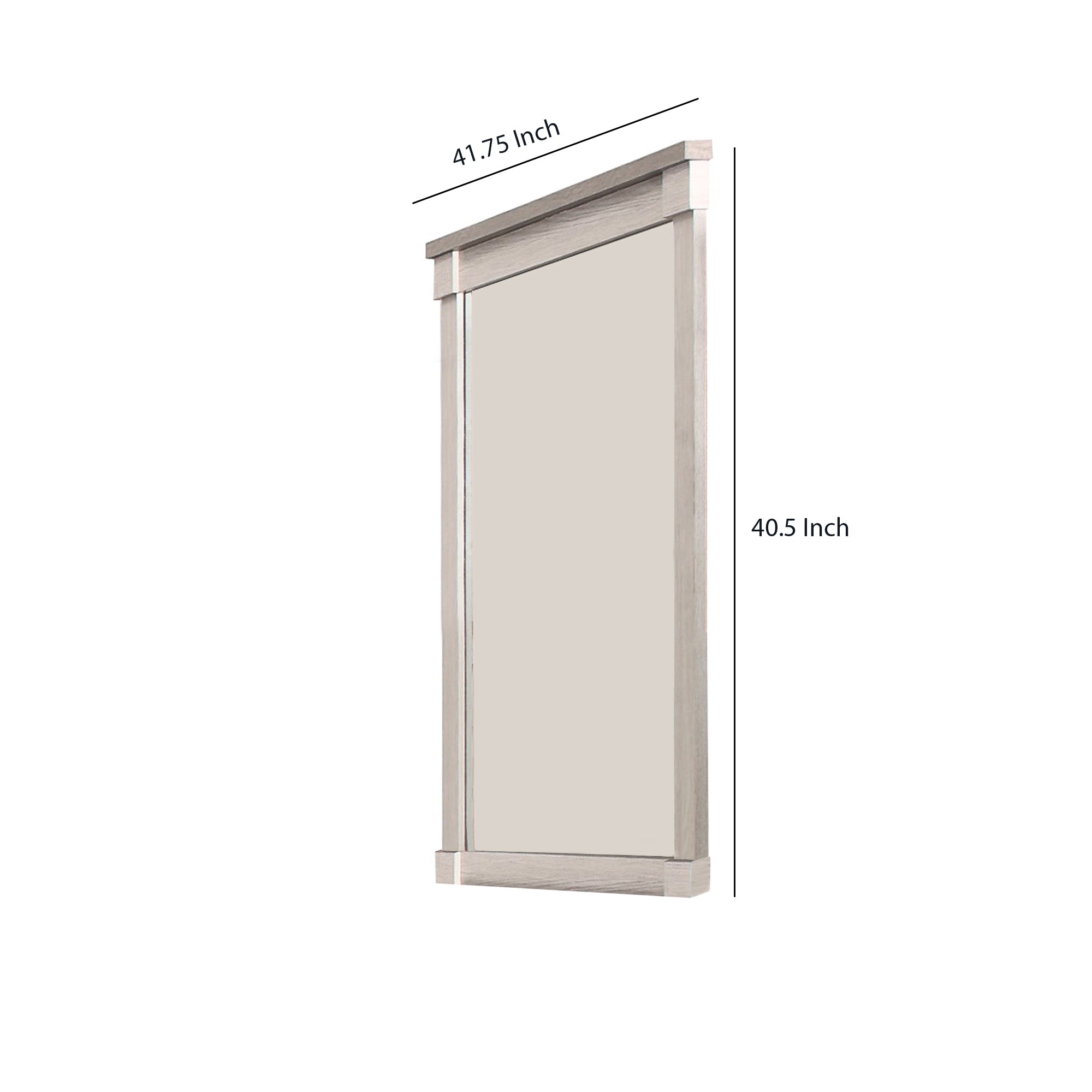 Transitional Style Wooden Frame Mirror With Projected Top White-zoom-5
