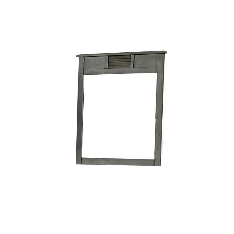 Wooden Frame Mirror With Shutter Design And Projected Top Gray-zoom-