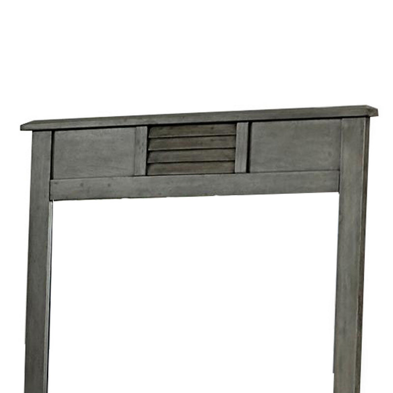 Wooden Frame Mirror With Shutter Design And Projected Top Gray-zoom-