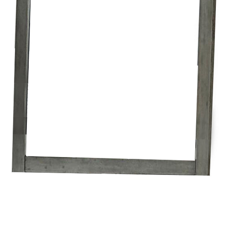 Wooden Frame Mirror With Shutter Design And Projected Top Gray-zoom-