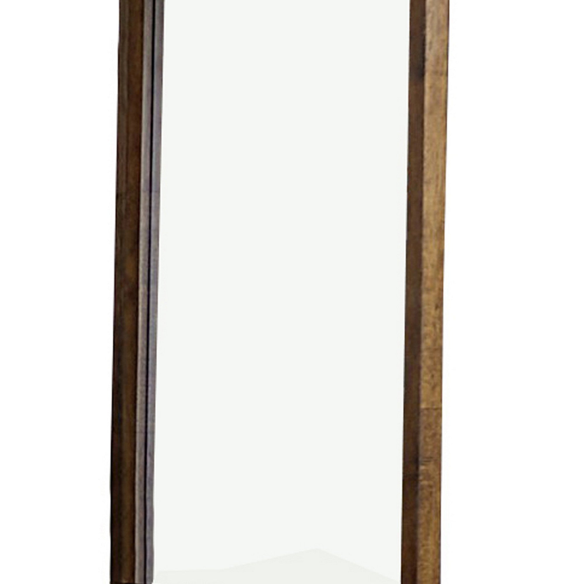 Transitional Rectangular Wooden Frame Mirror With Grain Details Brown-zoom-4