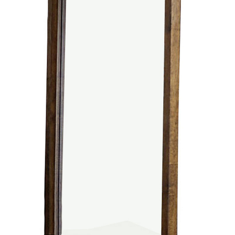 Transitional Rectangular Wooden Frame Mirror With Grain Details Brown-zoom-