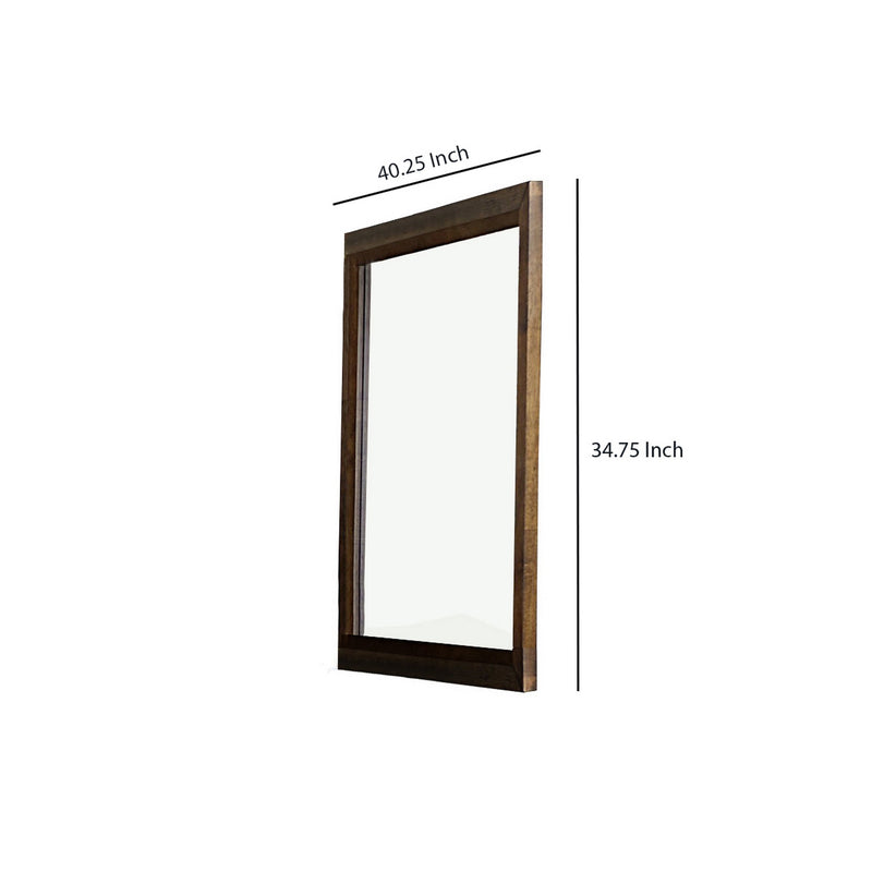 Transitional Rectangular Wooden Frame Mirror With Grain Details Brown-zoom-