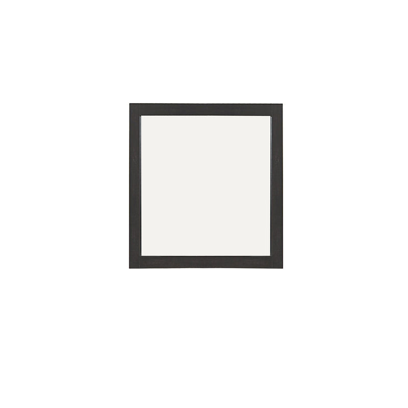 Transitional Style Wooden Frame Mirror With Rough Saw Hen Textures Gray-zoom-
