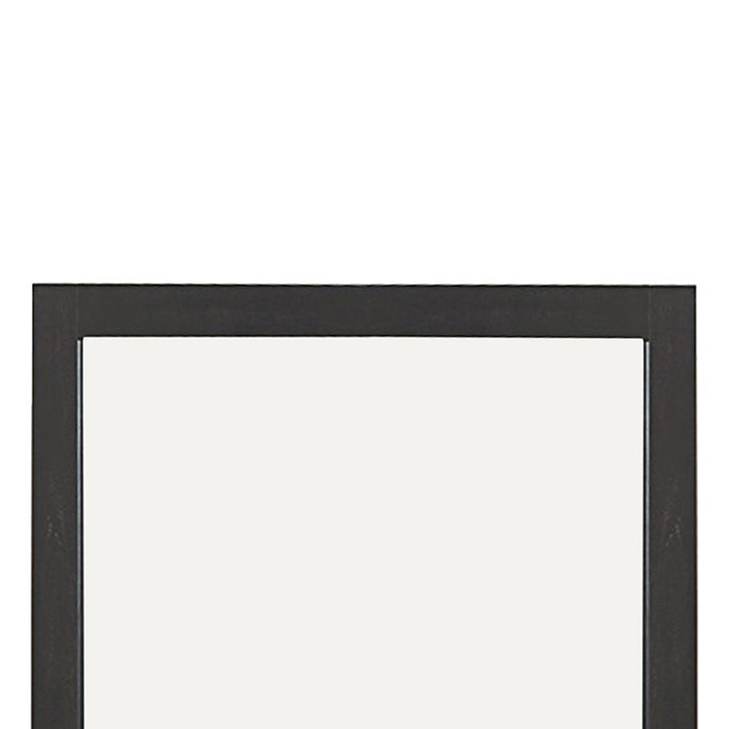 Transitional Style Wooden Frame Mirror With Rough Saw Hen Textures Gray-zoom-