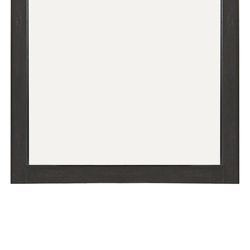 Transitional Style Wooden Frame Mirror With Rough Saw Hen Textures Gray-zoom-
