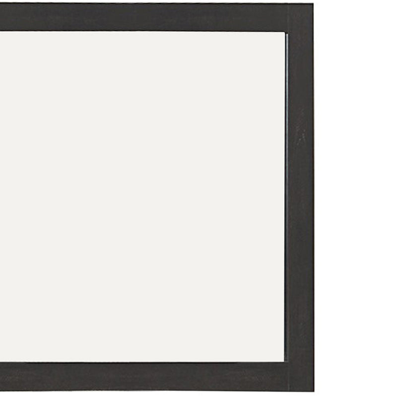 Transitional Style Wooden Frame Mirror With Rough Saw Hen Textures Gray-zoom-