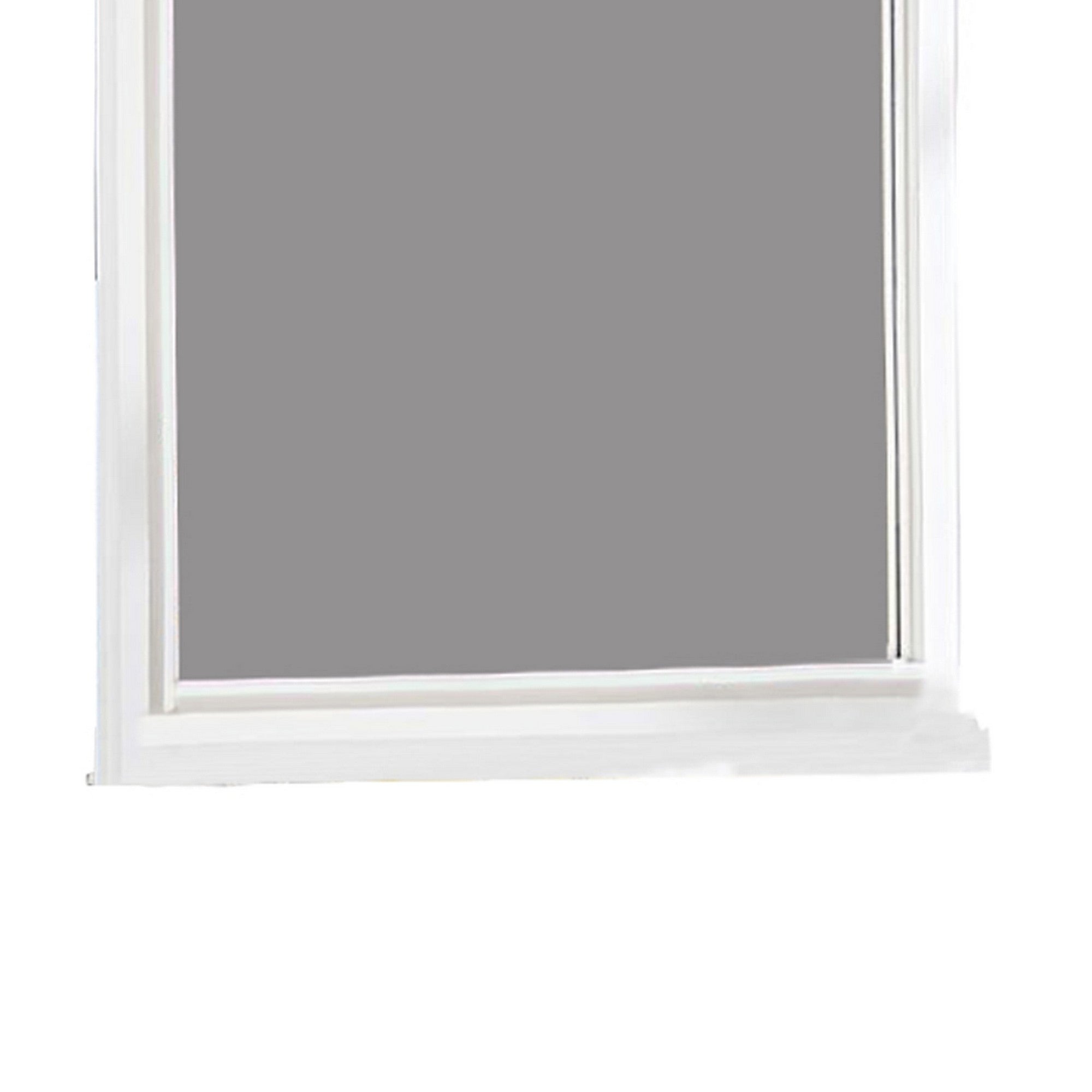 Transitional Style Wooden Frame Mirror With Molded Camelback Top White-zoom-3