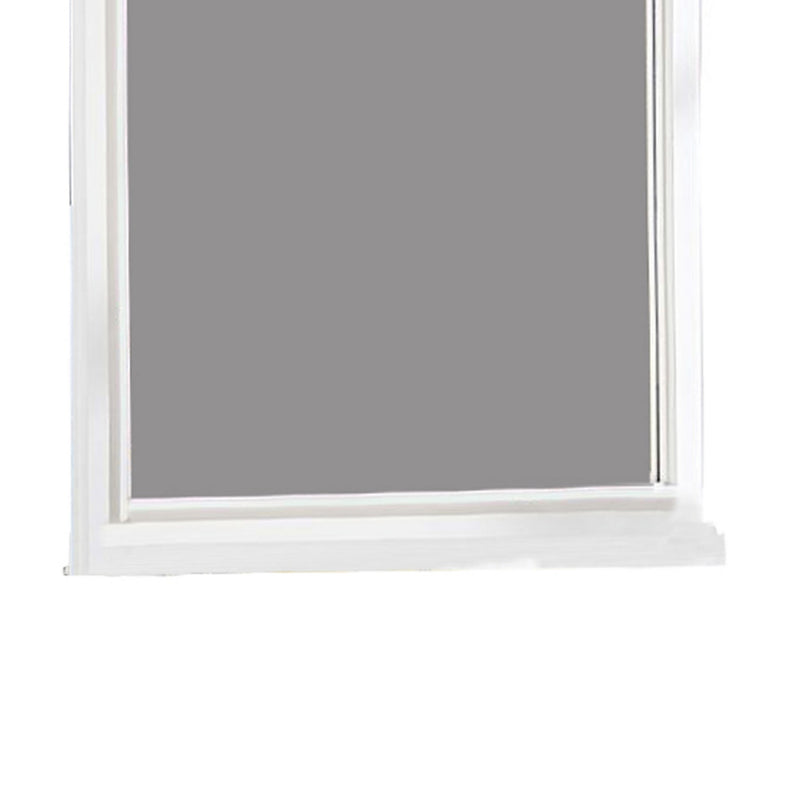 Transitional Style Wooden Frame Mirror With Molded Camelback Top White-zoom-