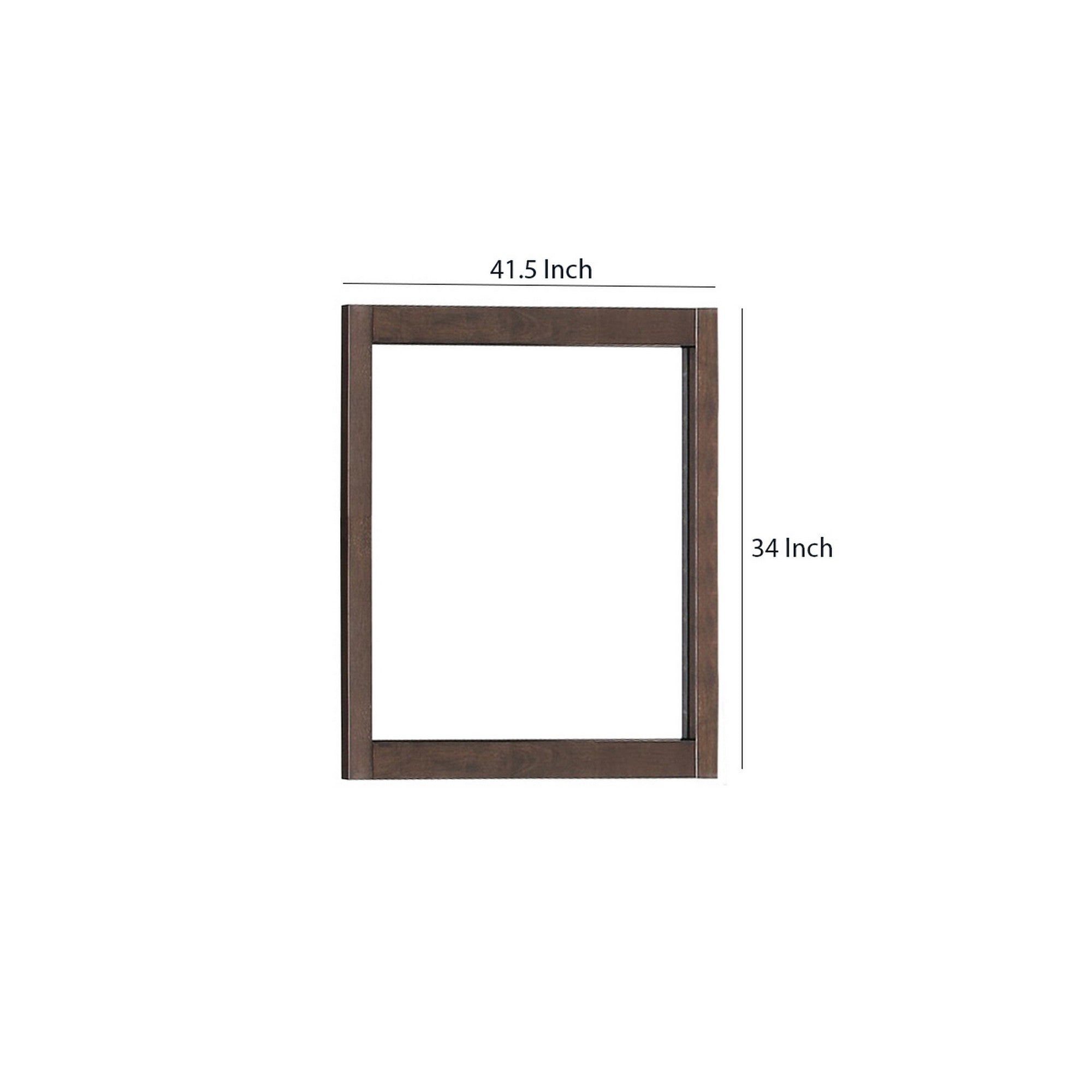 Rectangular Wooden Frame Mirror With Grain And Textured Details Brown-zoom-5