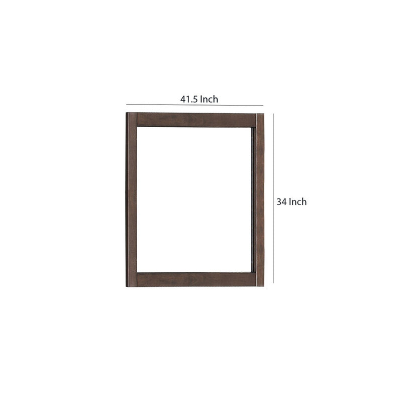 Rectangular Wooden Frame Mirror With Grain And Textured Details Brown-zoom-