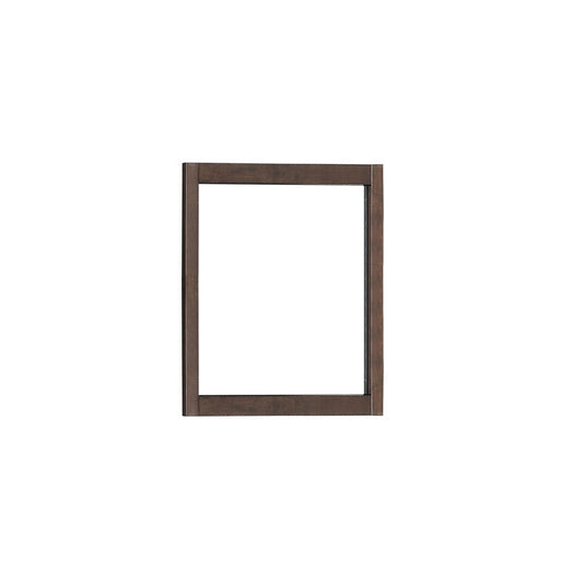 Rectangular Wooden Frame Mirror With Grain And Textured Details Brown