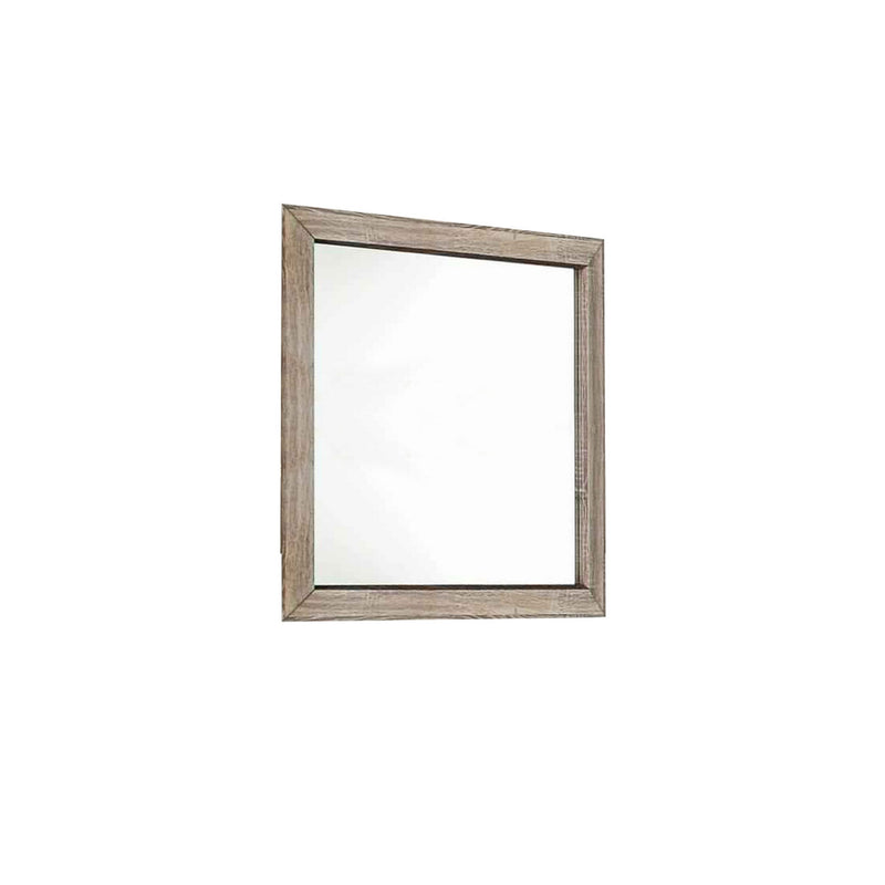 Transitional Style Wooden Frame Mirror With Grain Details Brown-zoom-