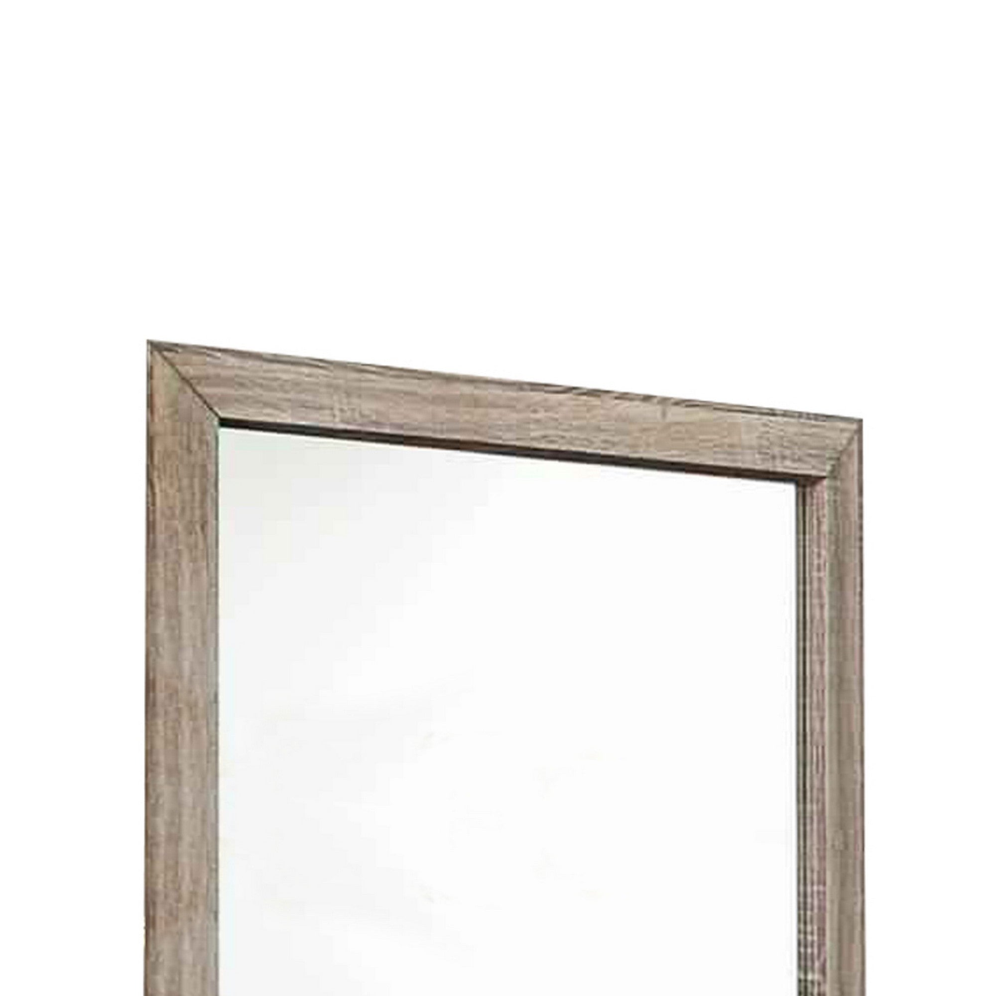 Transitional Style Wooden Frame Mirror With Grain Details Brown-zoom-2