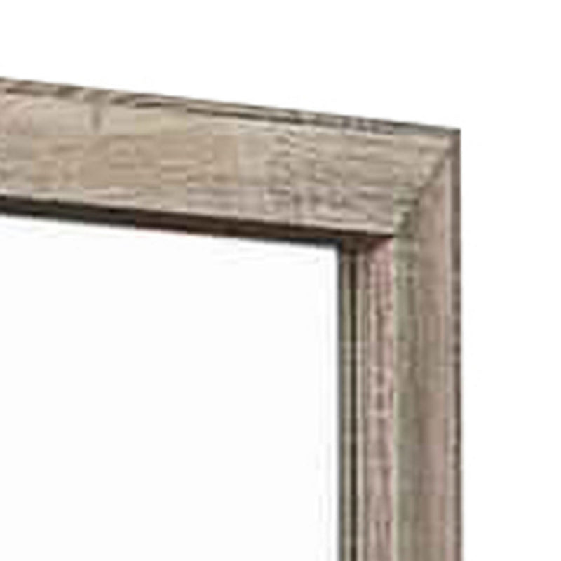 Transitional Style Wooden Frame Mirror With Grain Details Brown-zoom-