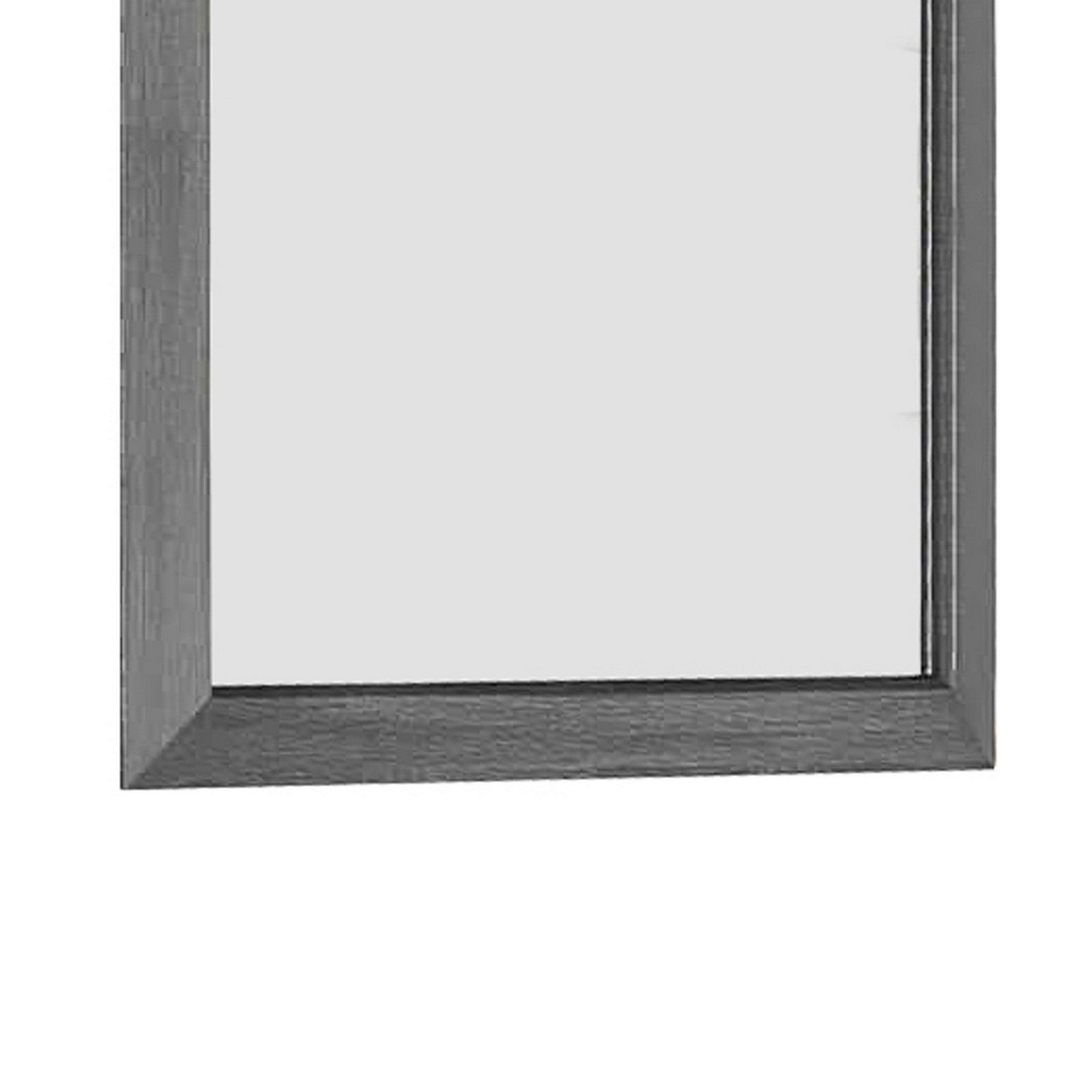 Transitional Style Wooden Frame Mirror With Grain Details Gray-zoom-4