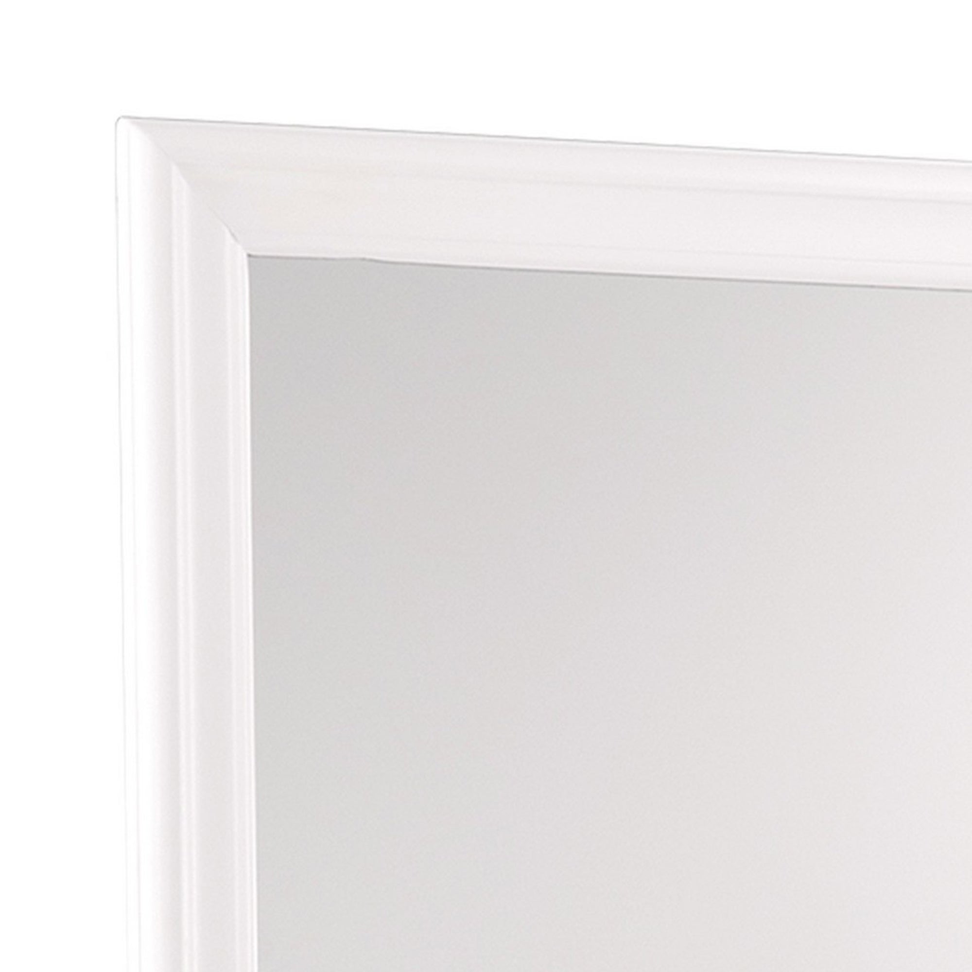 Transitional Square Mirror With Wooden Encasing And Convex Edges White-zoom-2