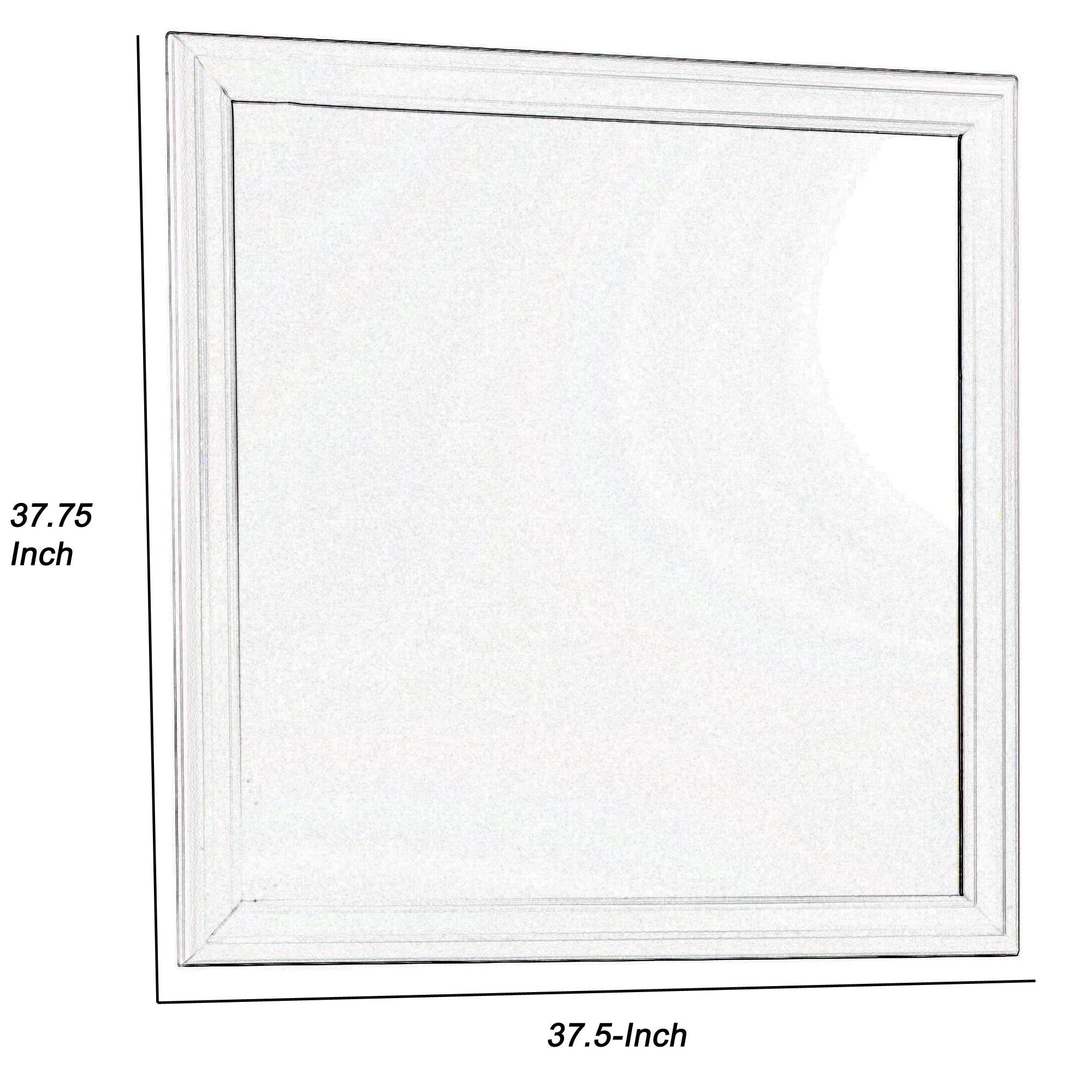 Transitional Square Mirror With Wooden Encasing And Convex Edges White-zoom-4