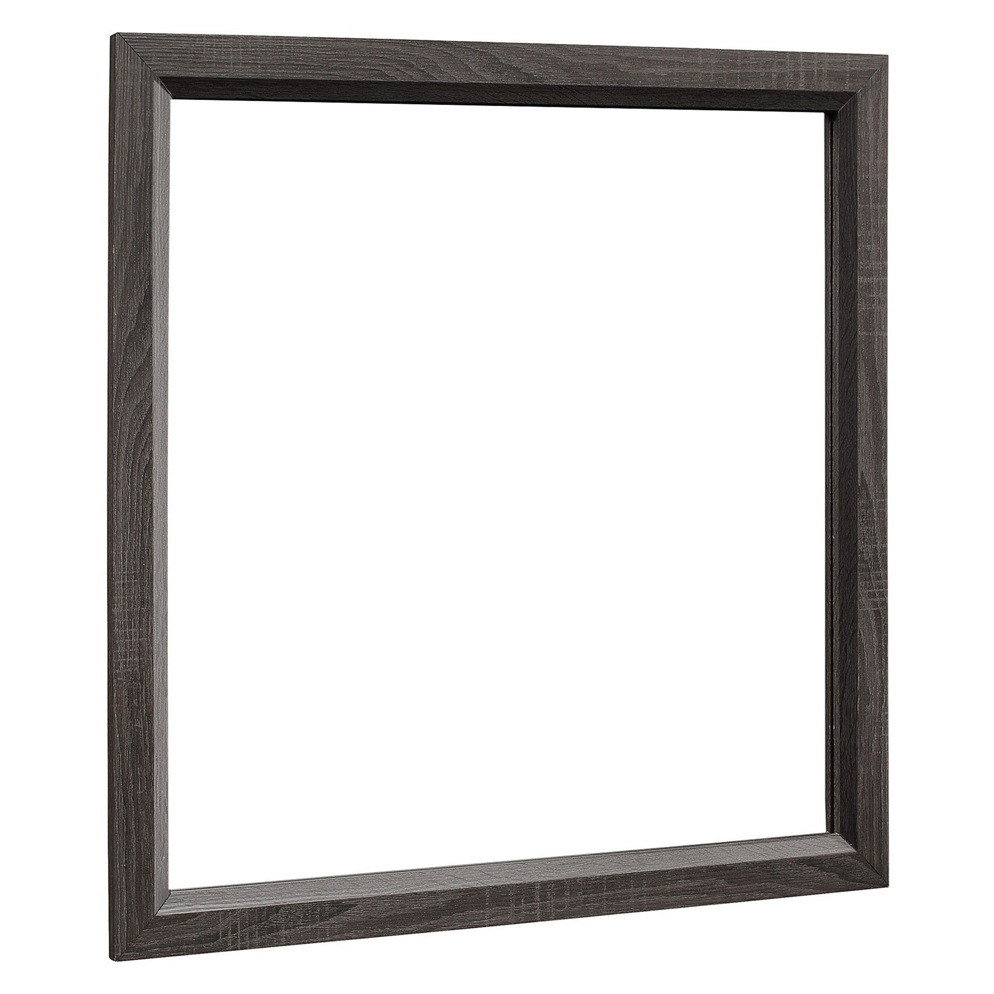 Transitional Rectangular Mirror With Wooden Encasing And Grain Details gray-zoom-1