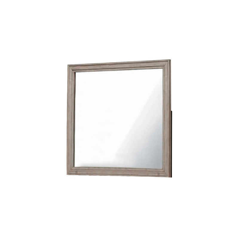 Molded Design Wooden Frame Wall Mounted Mirror Light Oak Brown-zoom-
