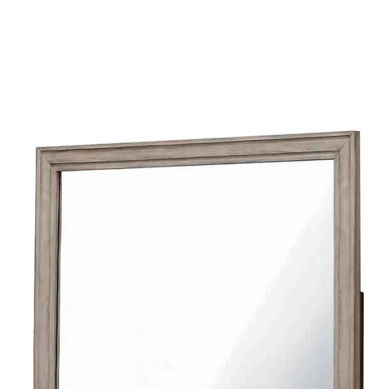 Molded Design Wooden Frame Wall Mounted Mirror Light Oak Brown-zoom-