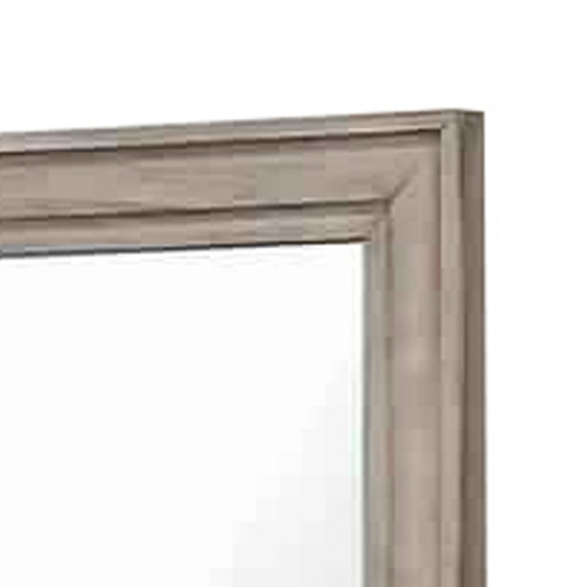 Molded Design Wooden Frame Wall Mounted Mirror Light Oak Brown-zoom-3