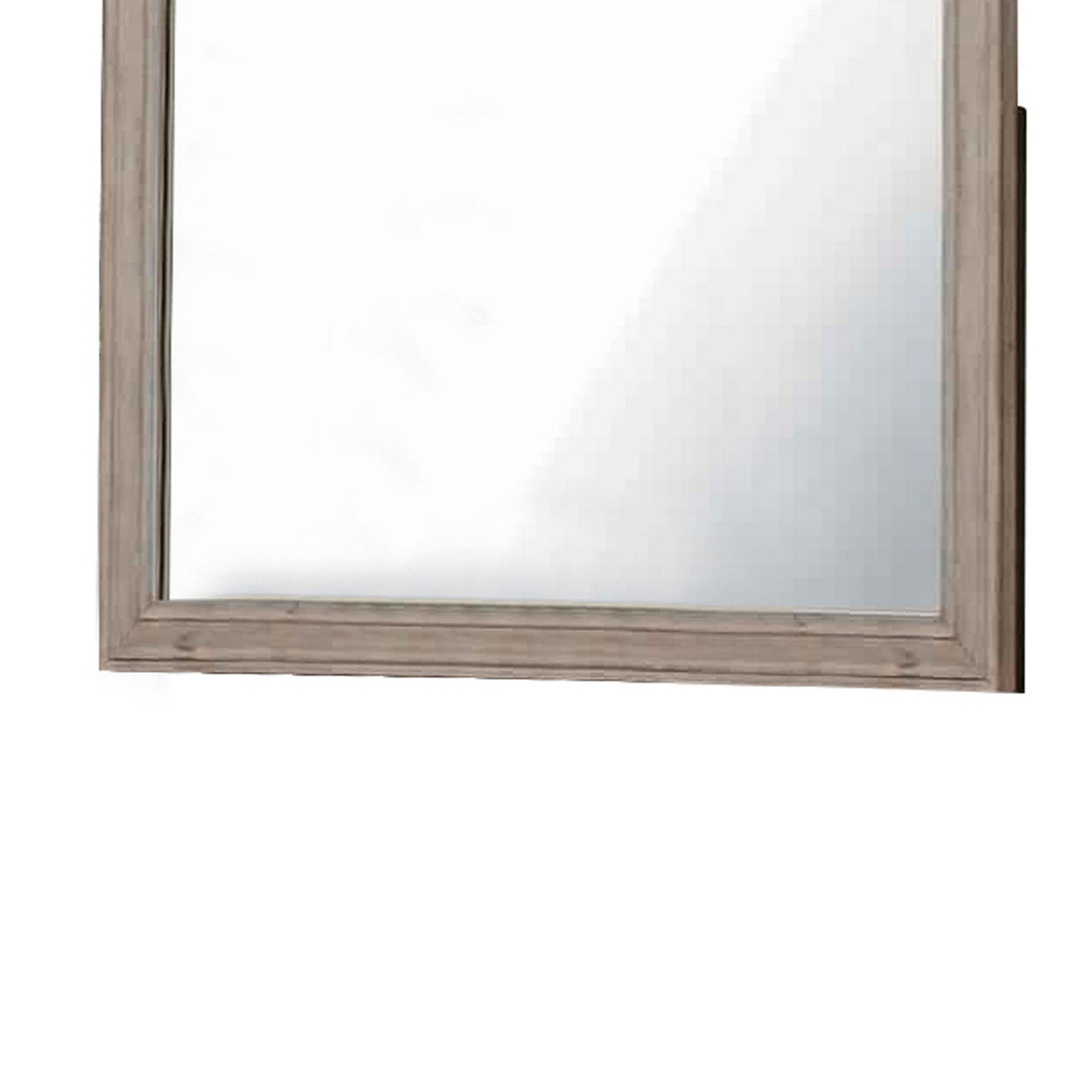 Molded Design Wooden Frame Wall Mounted Mirror Light Oak Brown-zoom-4