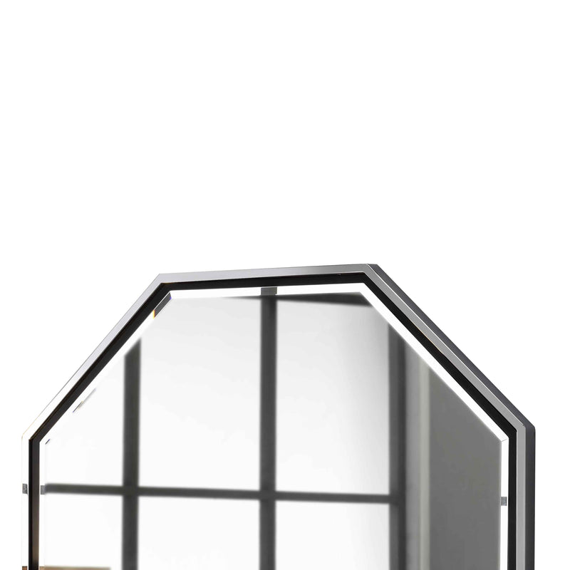 Metal Frame Octagon Shaped Wall Mirror With Mounting Hardware Silver-zoom-