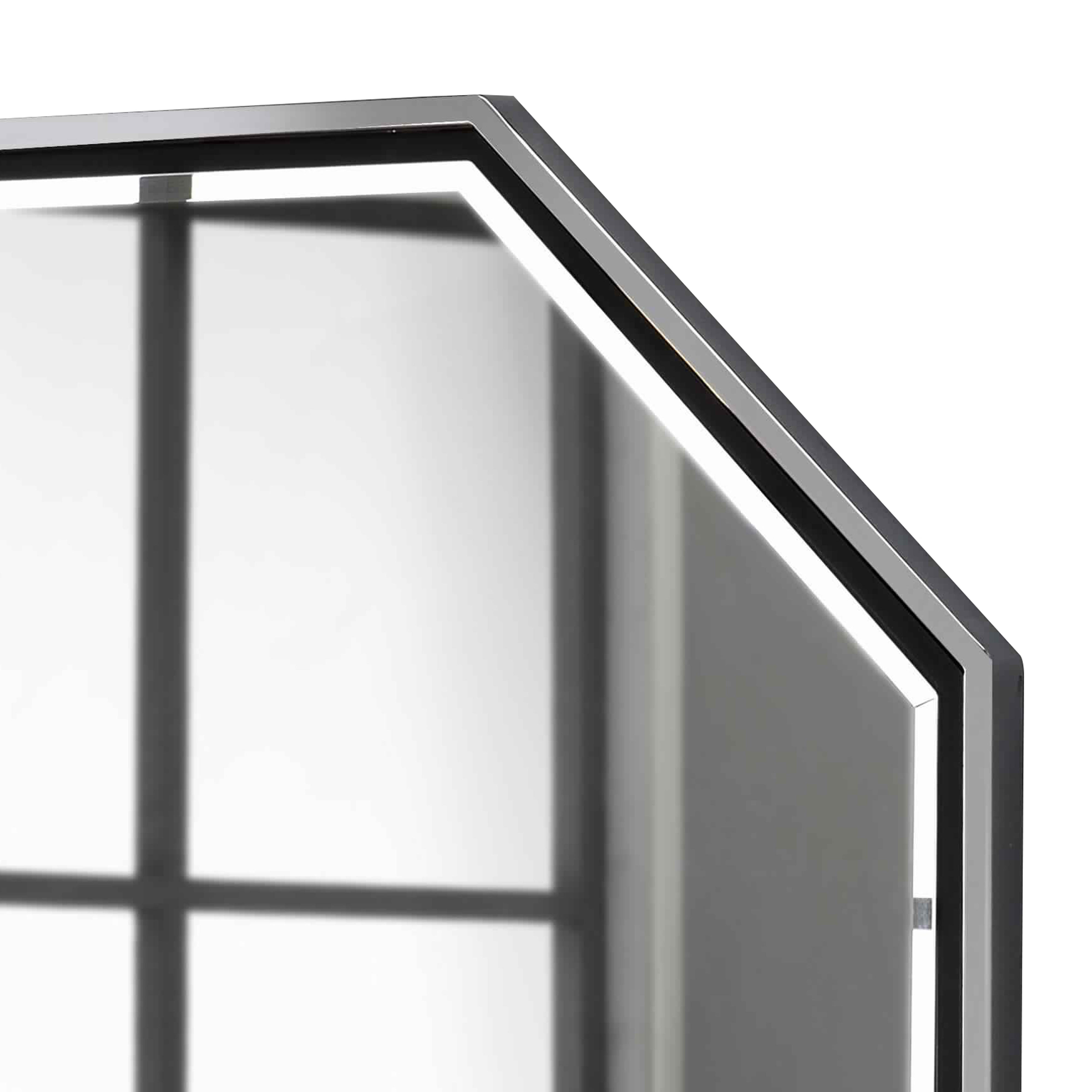 Metal Frame Octagon Shaped Wall Mirror With Mounting Hardware Silver-zoom-3