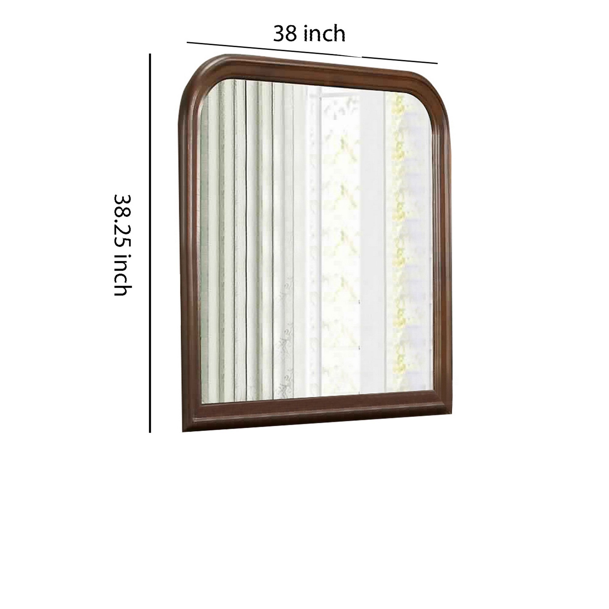 Arched Molded Design Wooden Frame Mirror Cherry Brown And Silver-zoom-5