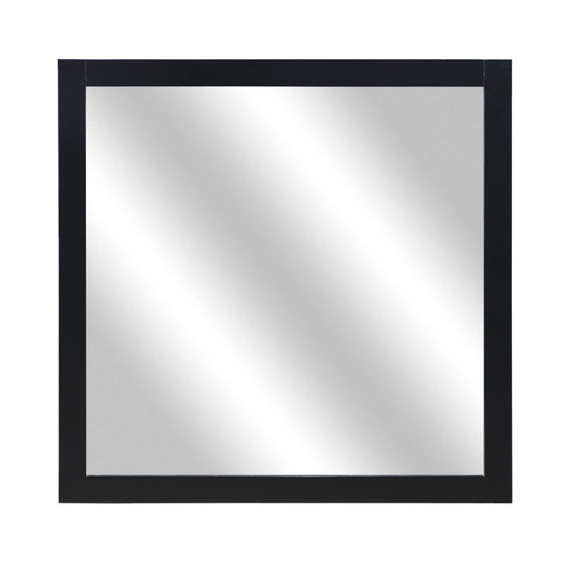 Square Shape Wooden Frame Mirror With Mounting Hardware Black And Silver-zoom-