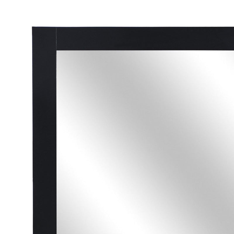 Square Shape Wooden Frame Mirror With Mounting Hardware Black And Silver-zoom-