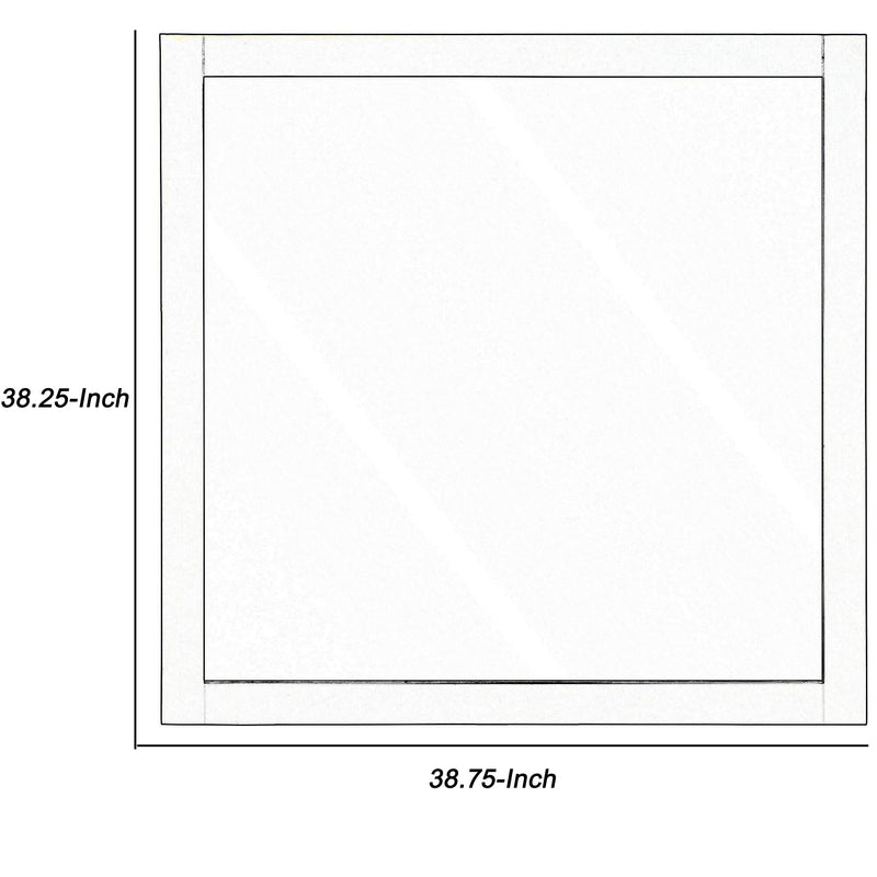 Square Shape Wooden Frame Mirror With Mounting Hardware Black And Silver-zoom-