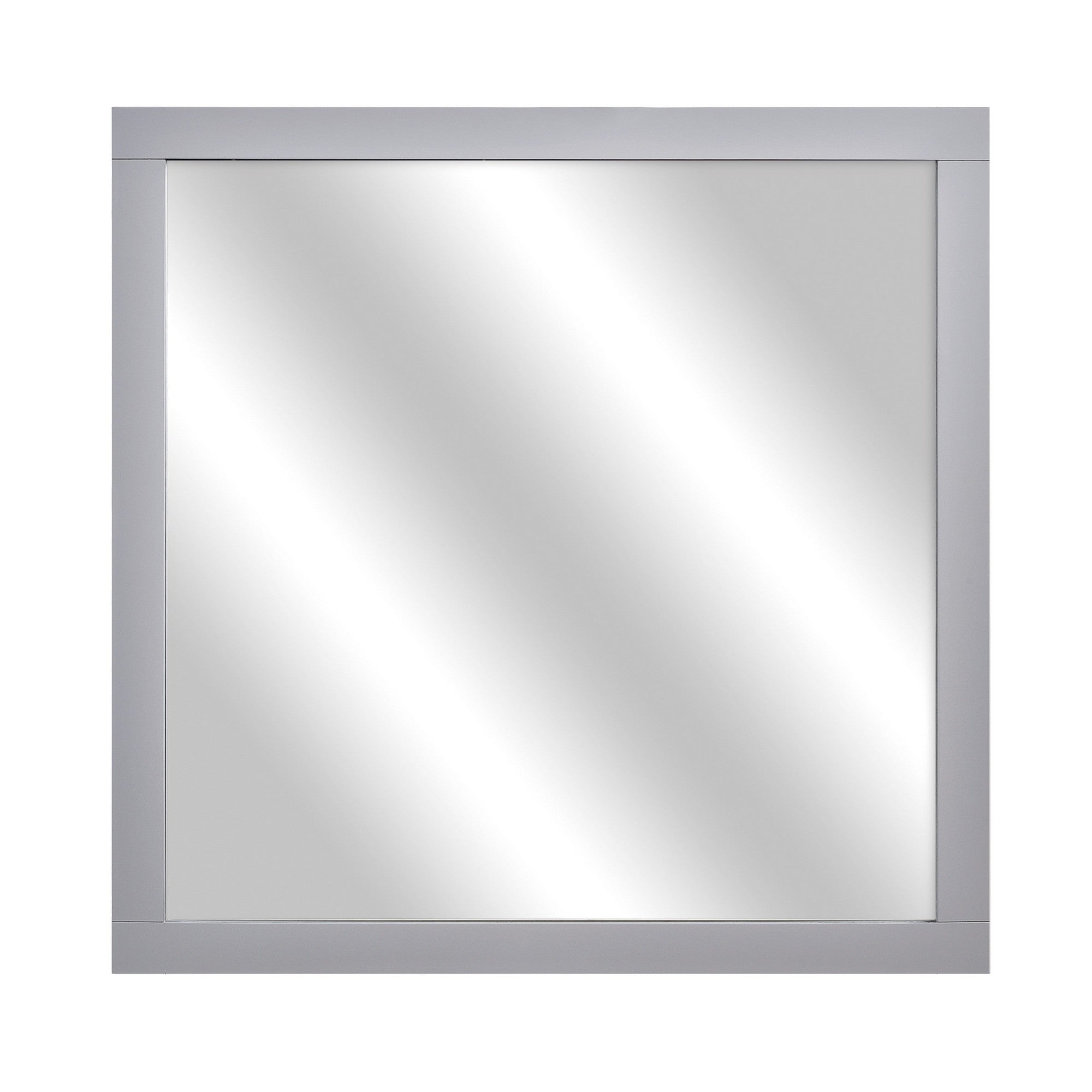 Square Shape Wooden Frame Mirror With Mounting Hardware Gray And Silver-zoom-1