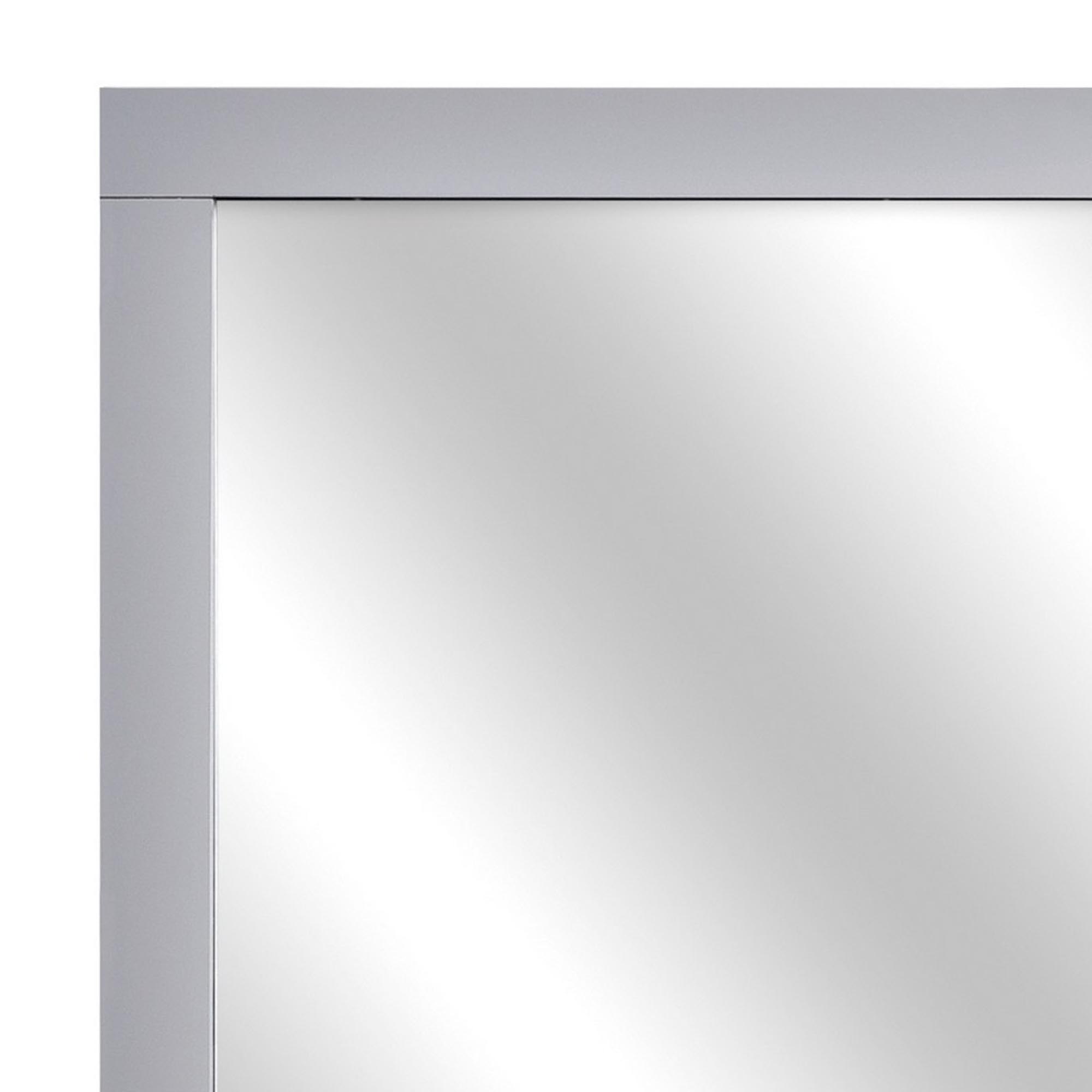 Square Shape Wooden Frame Mirror With Mounting Hardware Gray And Silver
