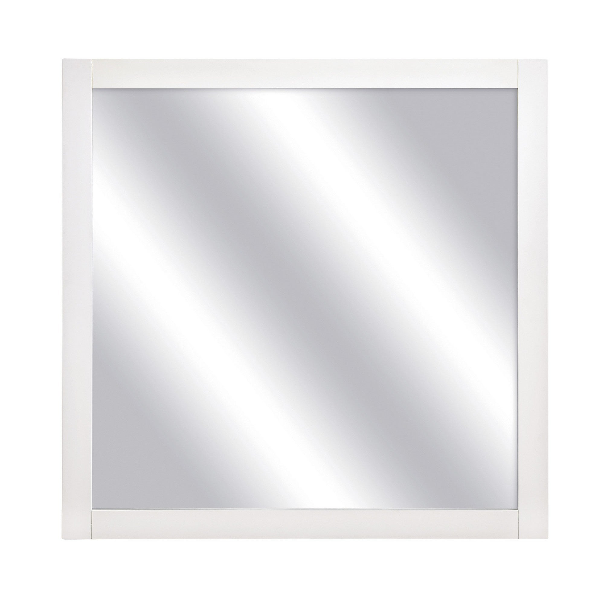 Square Shape Wooden Frame Mirror With Mounting Hardware White And Silver-zoom-1