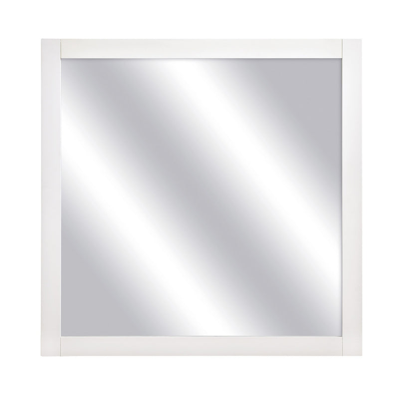Square Shape Wooden Frame Mirror With Mounting Hardware White And Silver-zoom-