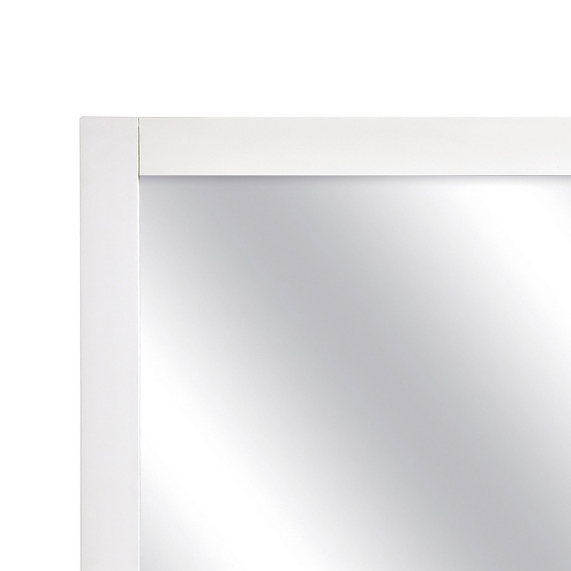 Square Shape Wooden Frame Mirror With Mounting Hardware White And Silver-zoom-2