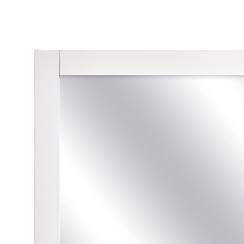Square Shape Wooden Frame Mirror With Mounting Hardware White And Silver-zoom-