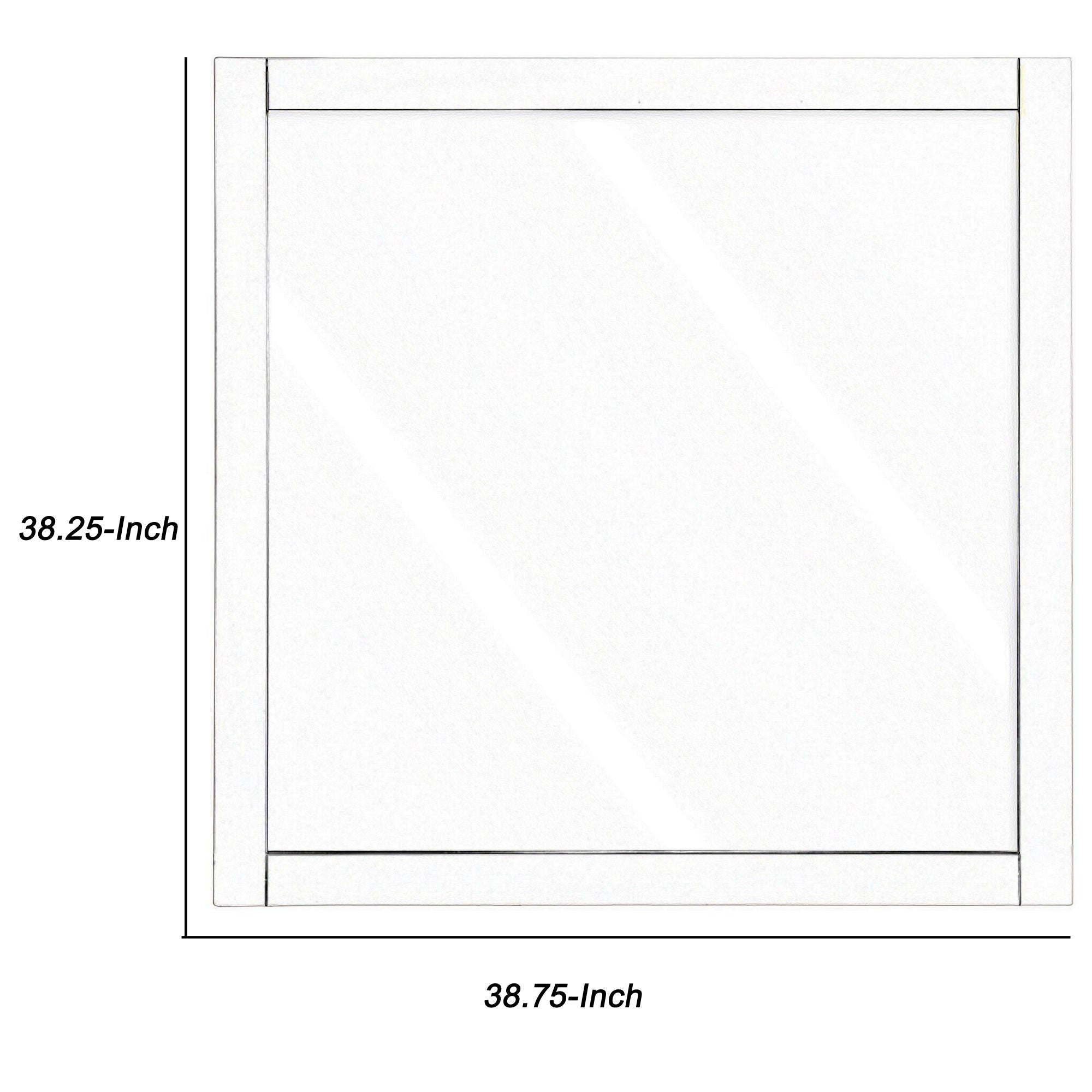 Square Shape Wooden Frame Mirror With Mounting Hardware White And Silver-zoom-4