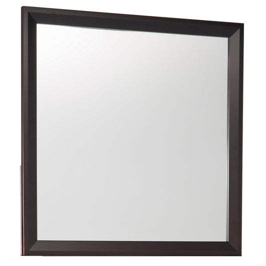 Square Wooden Frame Mirror With Mounting Hardware Cherry Brown And Silver